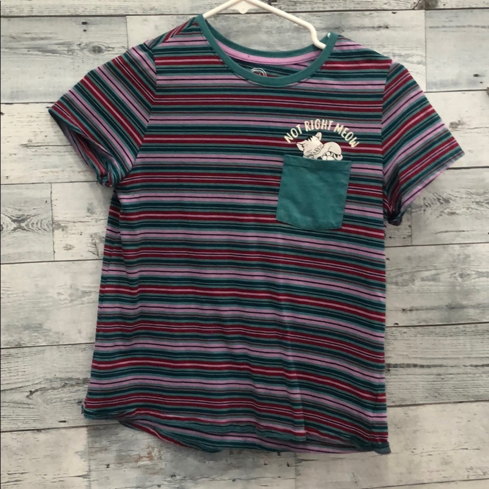 Striped Tee Shirt With Front Pocket